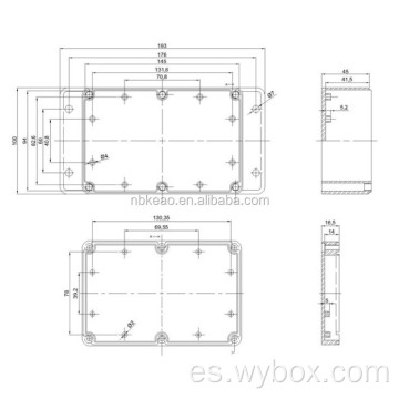 Caja de conexiones de plástico a prueba de agua IP65 con montaje en la oreja caja de abs caja de plástico electrónica caja de plástico ip65 caja para exteriores